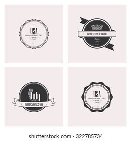 Set of labels with text for independence day