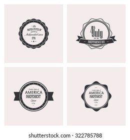 Set of labels with text for independence day