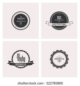 Set of labels with text for independence day