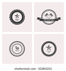 Set of labels with text for independence day
