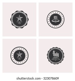 Set of labels with text for independence day