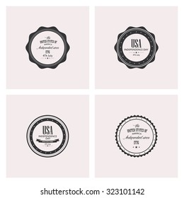 Set of labels with text for independence day