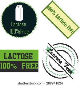 Set of labels with text for lactose free products. Vector illustration
