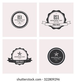 Set of labels with text for memorial day