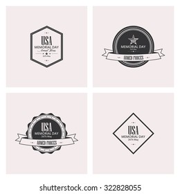 Set of labels with text for memorial day