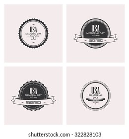 Set of labels with text for memorial day