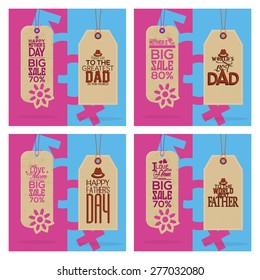Set of labels with text for mother and father's day. Vector illustration