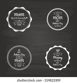 Set of labels with text on a black background for mother's day