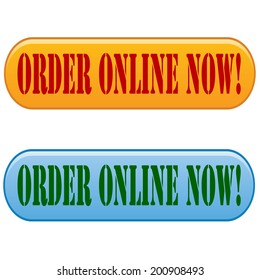 Set of labels with text Order Online Now,vector illustration