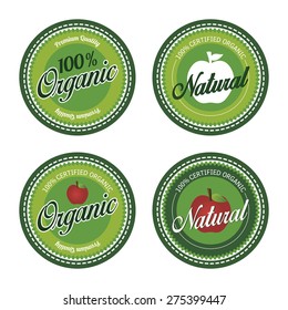 Set of labels with text for organic products. Vector illustration