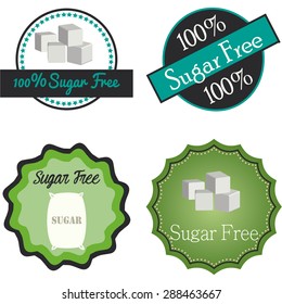 Set of labels with text for sugar free products. Vector illustration