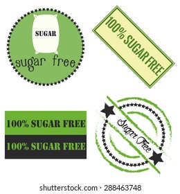 Set of labels with text for sugar free products. Vector illustration