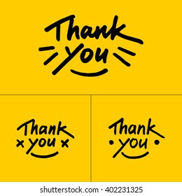 Set of labels "Thank you" with a smiley face
