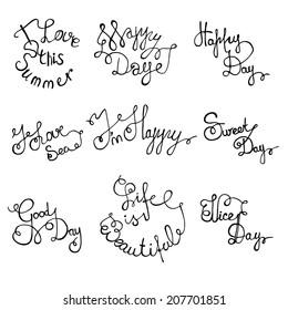 Set of labels. Theme of summer and happiness. Vector illustration