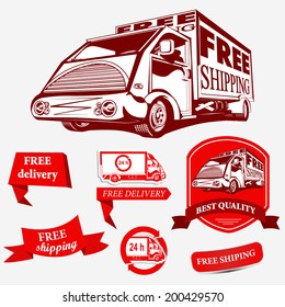  Set of  labels truck  free delivery 