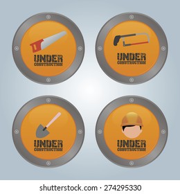 Set of labels with under construction icons. Vector illustration