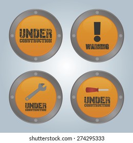 Set of labels with under construction icons. Vector illustration