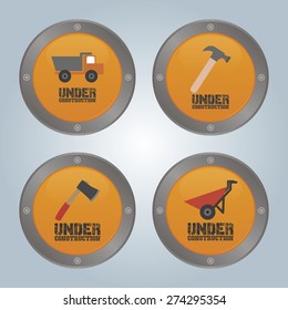 Set of labels with under construction icons. Vector illustration