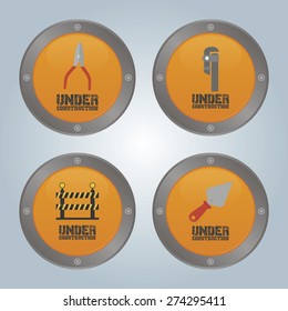 Set of labels with under construction icons. Vector illustration