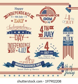 Set of labels for the U.S. Independence Day - July 4