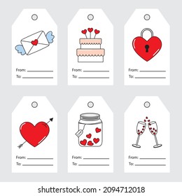 Set labels for Valentine's Day. Space for text