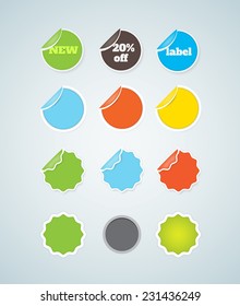 Set of labels of various shapes and colors.