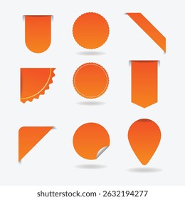 Set of labels in various shapes for promotional purposes. Set of sale badges, quality tags, and labels. Template banners for shopping promotions, including special offers, sales, discounts.