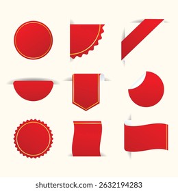 Set of labels in various shapes for promotional purposes. Set of sale badges, quality tags, and labels. Template banners for shopping promotions, including special offers, sales, discounts.