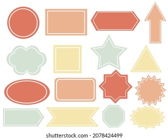 Conjunto de etiquetas.Conjunto de marcos vintage.Diseño vectorial de cuadro de texto.Banners vectoriales planos fondo aislado.Colección de etiqueta o plantilla.Signo, símbolo, icono o logotipo.Ilustración vectorial de dibujos animados.