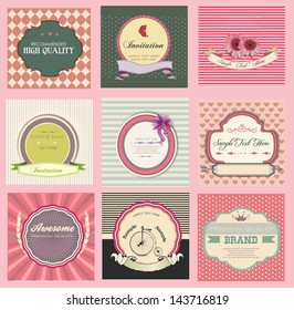 set of labels, vintage stile