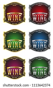 set of labels in vintage style with different gradients and gold and silver jewelry