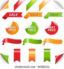 Set Labels And Web Ribbons, Isolated On White Background, Vector Illustration