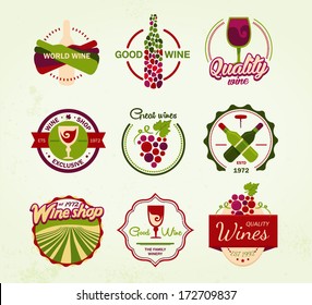 Set of labels for wine