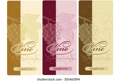 set of labels for wine with grapes