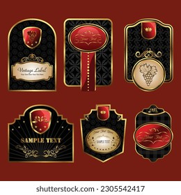 A set of labels for a wine label
