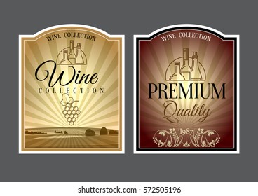 set of labels for wine. Vector illustration