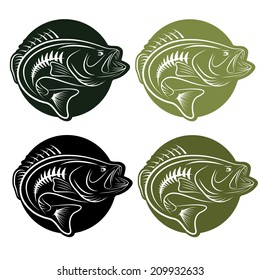 set of labels wit largemoutn bass