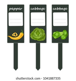 A set of labels for your seedlings. Stock vector. Place for your text.