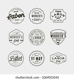 set of labor day badges. international workers day greeting cards. vector Illustration