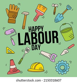 Set of Labor Day Doodle Vector Design