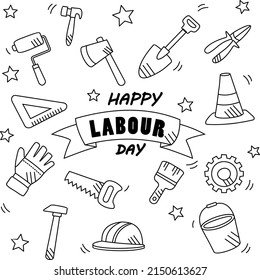 Set of Labor Day Doodle Vector Design