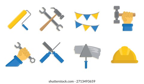 Conjunto de iconos de elementos del Día del Trabajo