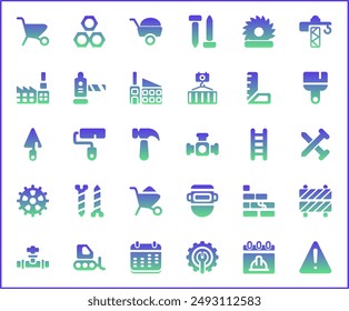 Set of Labor Day and industry Icons line style. Contains such Icons as engineer, architect, service, job, worker, factory, builder, labour, employee, helmet And Other Elements.