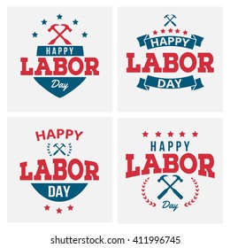 Set of Labor Day Labels. Vintage Style. 