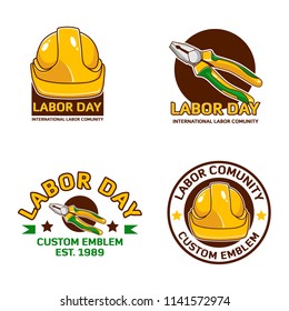 a set labor day logo emblem 