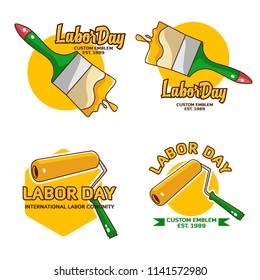 a set labor day logo emblem 