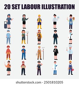 Set Labor Day Vector illustration of builders construction site workers and work for poster