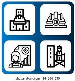 Set of labor icons such as Under construction, Hard hat, Individual, Supervisor , labor
