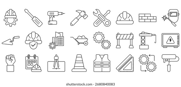 Conjunto de iconos o símbolos de trabajo Vector archivo totalmente editable.