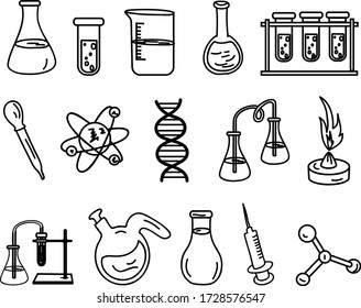 A Set of laboratorium illustration suitable for any technology content with doodle cartoon style